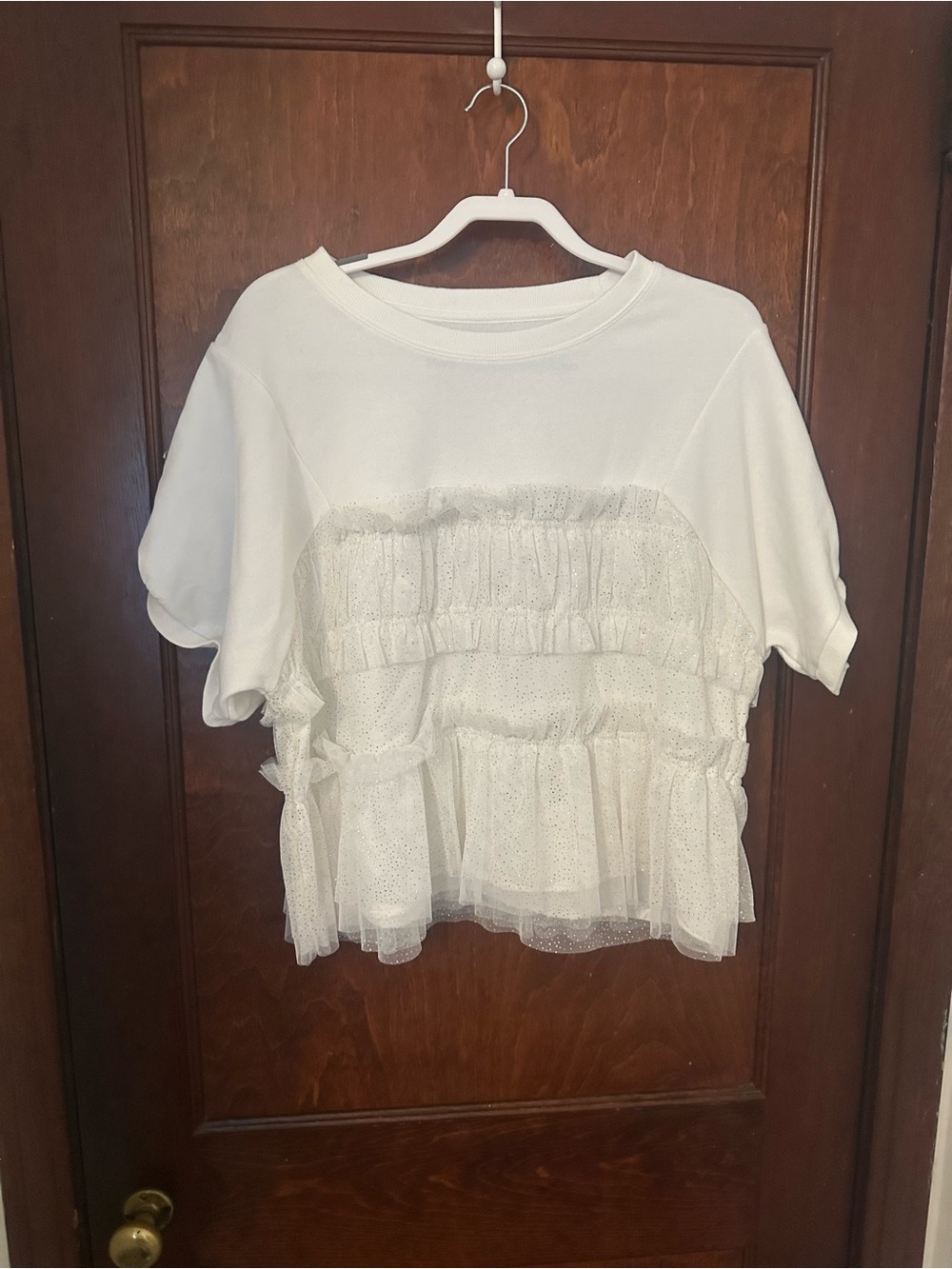 Anthropologie Maeve Short-Sleeve Smocked
Ruffled Sweatshirt M - Picture 2 of 5